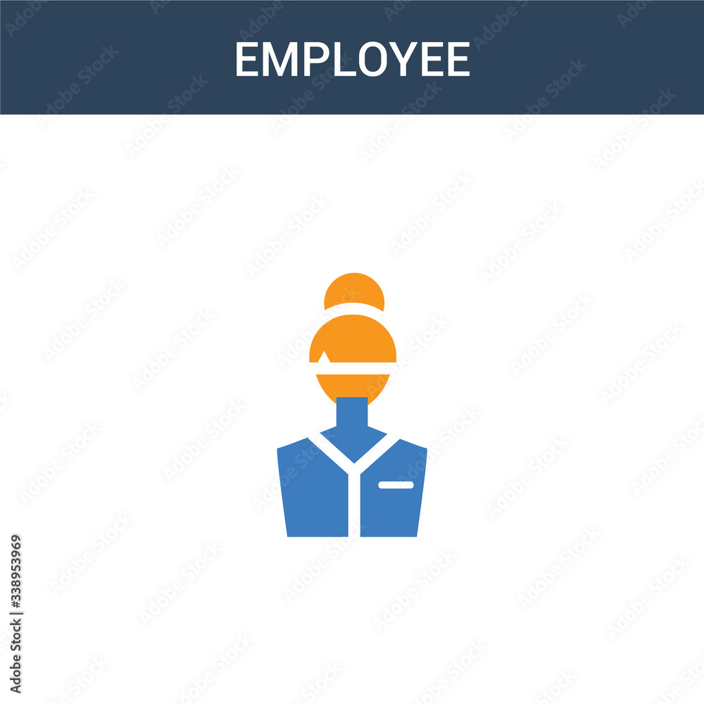 two colored Employee concept vector icon. 2 color Employee vector illustration. isolated blue and orange eps icon on white background.