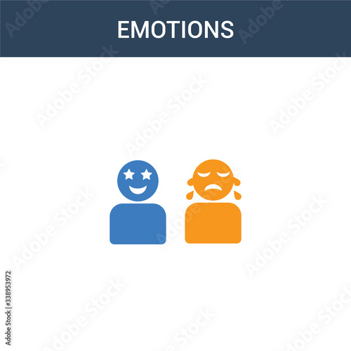 two colored Emotions concept vector icon. 2 color Emotions vector illustration. isolated blue and orange eps icon on white background.