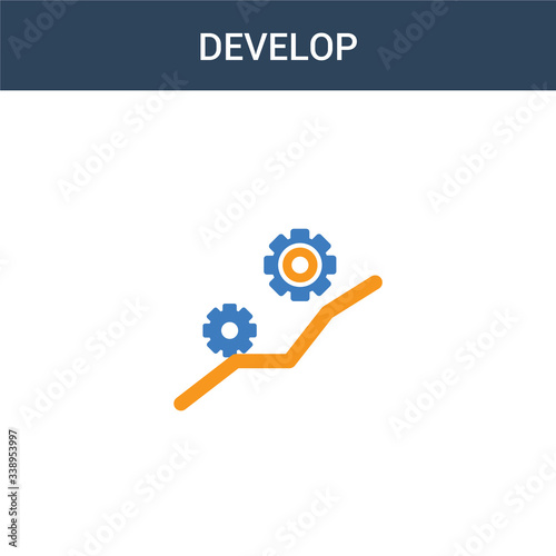two colored Develop concept vector icon. 2 color Develop vector illustration. isolated blue and orange eps icon on white background.