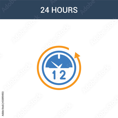 two colored 24 hours concept vector icon. 2 color 24 hours vector illustration. isolated blue and orange eps icon on white background. © BestVectorStock