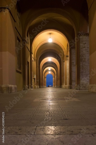 Night view of an historic porch in the cityof Perugia, Italy © greta gabaglio