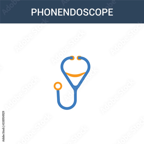two colored Phonendoscope concept vector icon. 2 color Phonendoscope vector illustration. isolated blue and orange eps icon on white background.