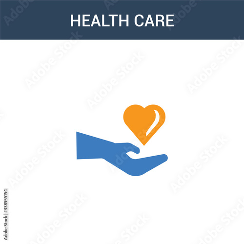 two colored Health care concept vector icon. 2 color Health care vector illustration. isolated blue and orange eps icon on white background.