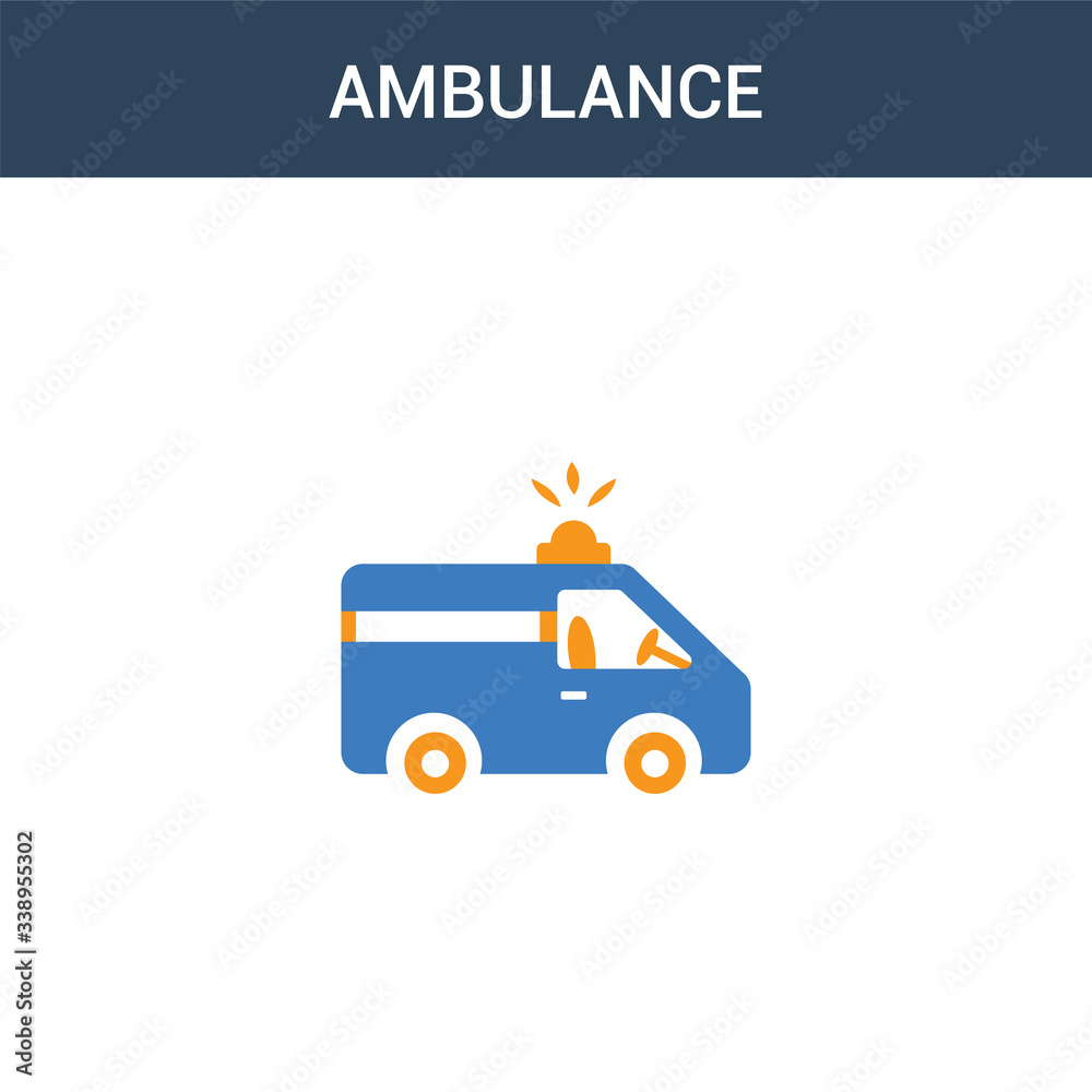 two colored Ambulance concept vector icon. 2 color Ambulance vector illustration. isolated blue and orange eps icon on white background.