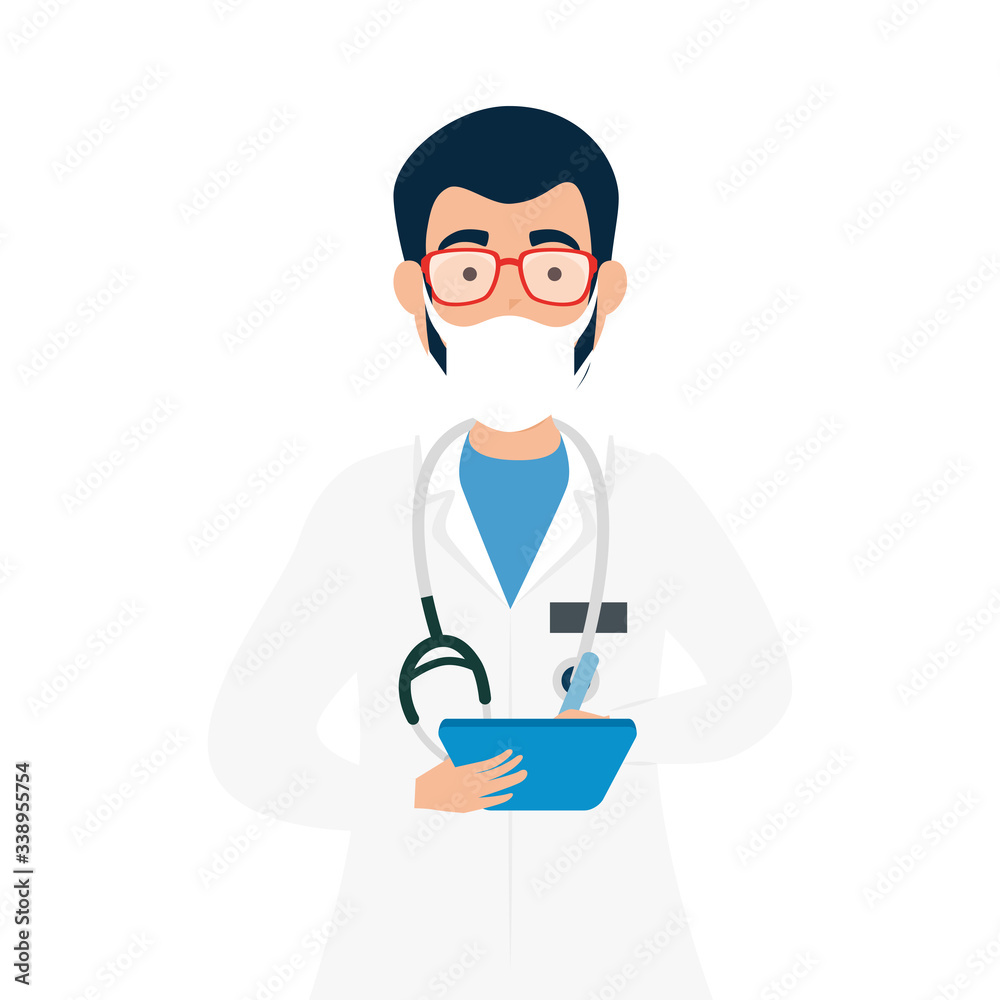 doctor male with face mask isolated icon vector illustration design doctor male with face mask isolated icon vector illustration design