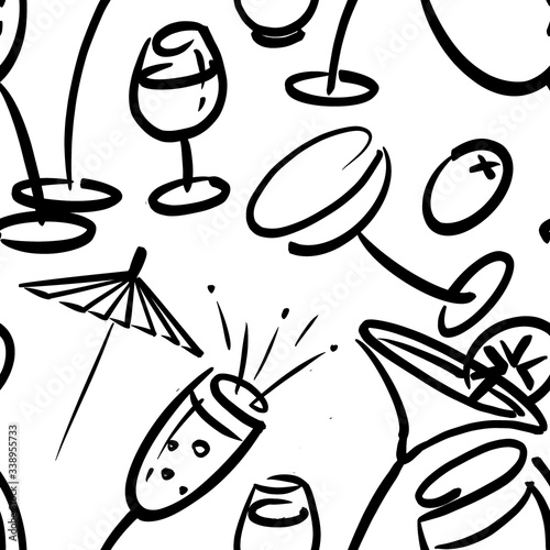 The black line pattern. In the bar. Digital illustration.