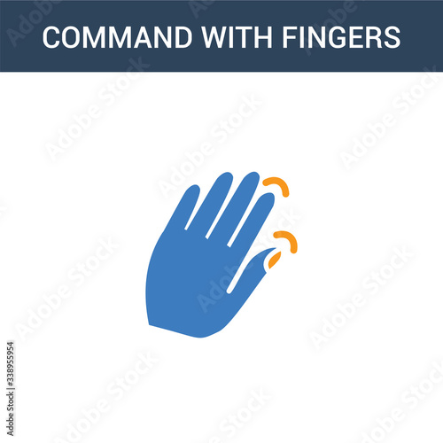 two colored Command with fingers concept vector icon. 2 color Command with fingers vector illustration. isolated blue and orange eps icon on white background. © BestVectorStock