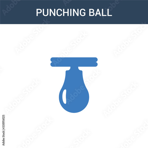 two colored Punching ball concept vector icon. 2 color Punching ball vector illustration. isolated blue and orange eps icon on white background.