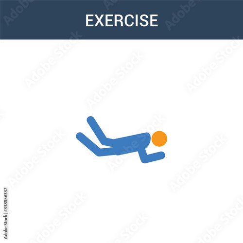 two colored Exercise concept vector icon. 2 color Exercise vector illustration. isolated blue and orange eps icon on white background.