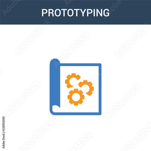 two colored prototyping concept vector icon. 2 color prototyping vector illustration. isolated blue and orange eps icon on white background.