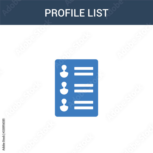 two colored profile list concept vector icon. 2 color profile list vector illustration. isolated blue and orange eps icon on white background.