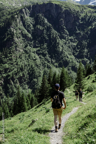 Hiking in the alps on an adventure in the great outdoors 