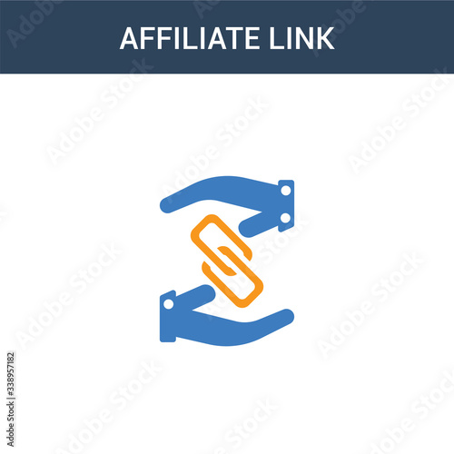 two colored affiliate link concept vector icon. 2 color affiliate link vector illustration. isolated blue and orange eps icon on white background.