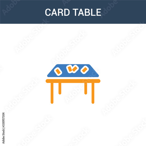 two colored Card Table concept vector icon. 2 color Card Table vector illustration. isolated blue and orange eps icon on white background.