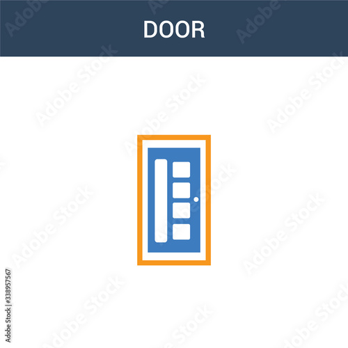 two colored Door concept vector icon. 2 color Door vector illustration. isolated blue and orange eps icon on white background.