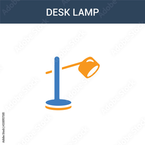 two colored Desk lamp concept vector icon. 2 color Desk lamp vector illustration. isolated blue and orange eps icon on white background.