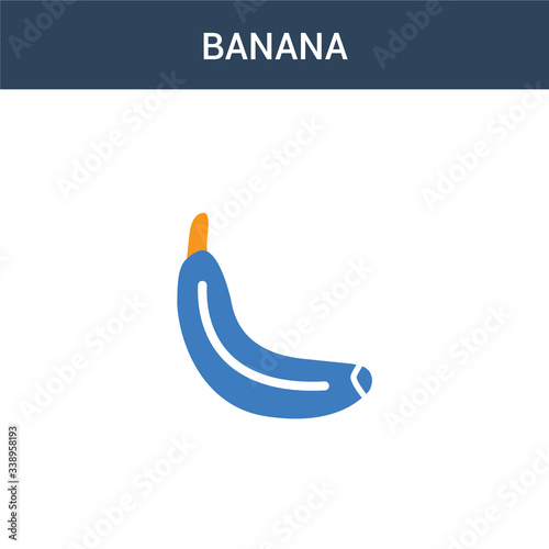 two colored Banana concept vector icon. 2 color Banana vector illustration. isolated blue and orange eps icon on white background.