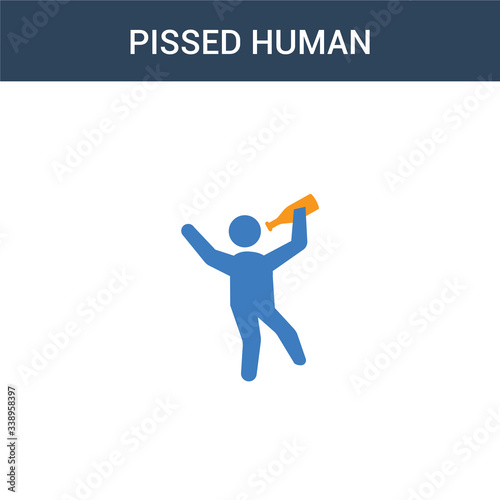 two colored pissed human concept vector icon. 2 color pissed human vector illustration. isolated blue and orange eps icon on white background.