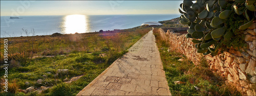 Sunset over megalithic temple Malta.