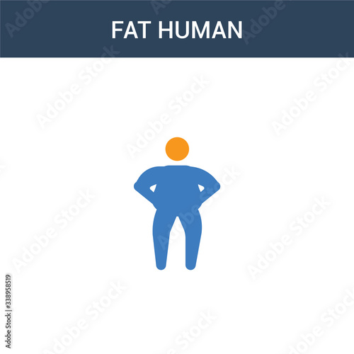 two colored fat human concept vector icon. 2 color fat human vector illustration. isolated blue and orange eps icon on white background.