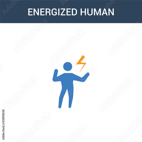 two colored energized human concept vector icon. 2 color energized human vector illustration. isolated blue and orange eps icon on white background.