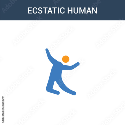 two colored ecstatic human concept vector icon. 2 color ecstatic human vector illustration. isolated blue and orange eps icon on white background.