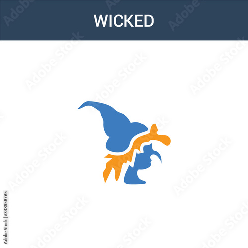 two colored wicked concept vector icon. 2 color wicked vector illustration. isolated blue and orange eps icon on white background.