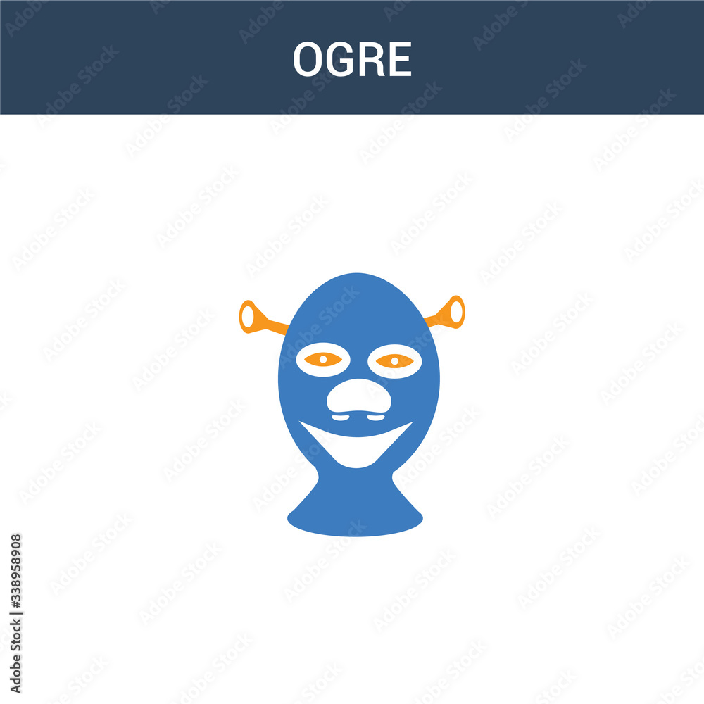 two colored ogre concept vector icon. 2 color ogre vector illustration. isolated blue and orange eps icon on white background. - obrazy, fototapety, plakaty 