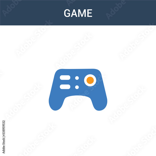 two colored Game concept vector icon. 2 color Game vector illustration. isolated blue and orange eps icon on white background.