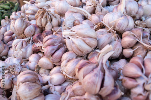 Garlic cloves at the Souq Vegetable Market suitable for background.