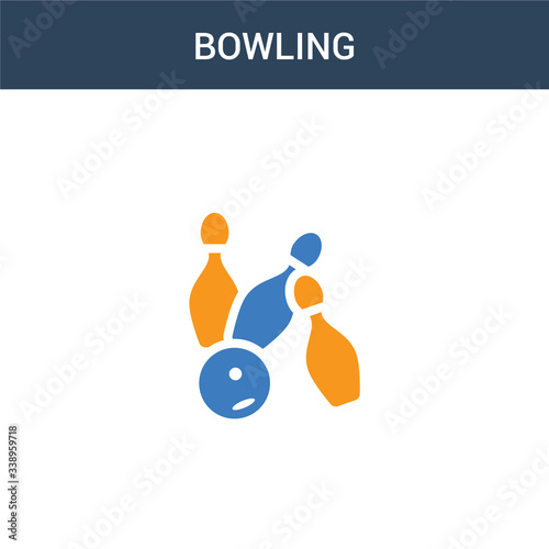 two colored Bowling concept vector icon. 2 color Bowling vector illustration. isolated blue and orange eps icon on white background.