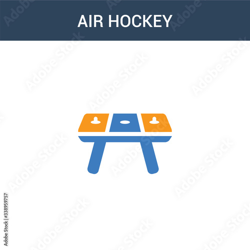 two colored Air hockey concept vector icon. 2 color Air hockey vector illustration. isolated blue and orange eps icon on white background.