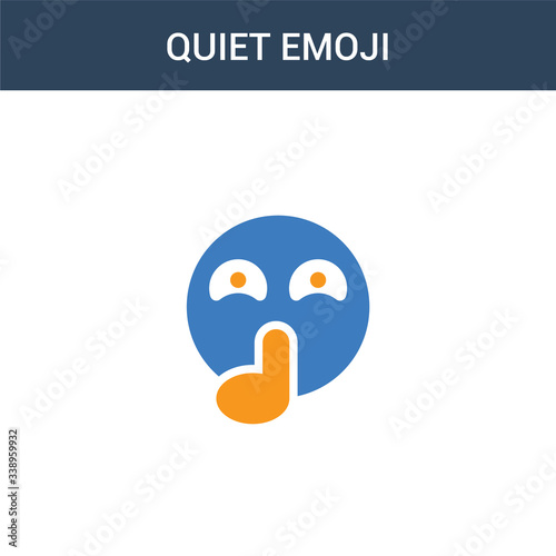 two colored Quiet emoji concept vector icon. 2 color Quiet emoji vector illustration. isolated blue and orange eps icon on white background.