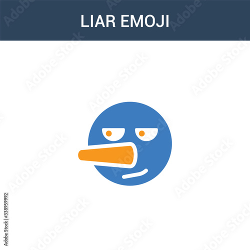 two colored Liar emoji concept vector icon. 2 color Liar emoji vector illustration. isolated blue and orange eps icon on white background.