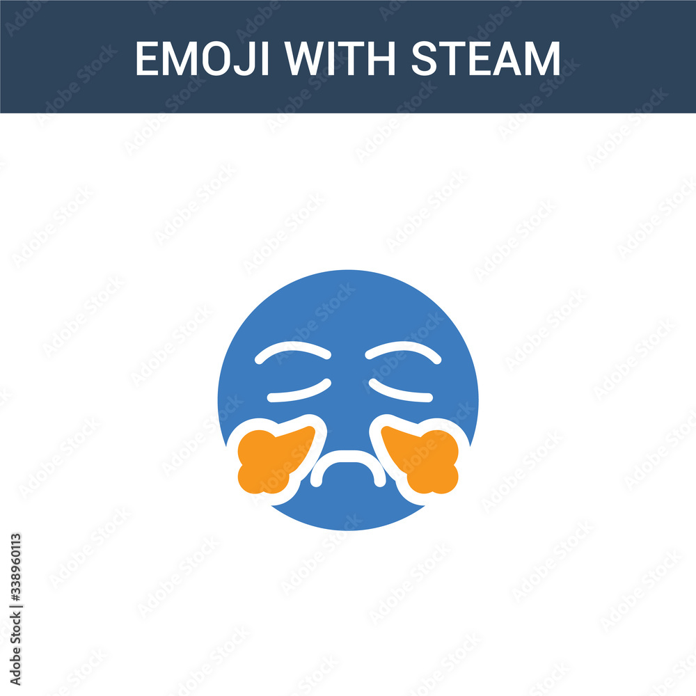 two colored Emoji With Steam From Nose concept vector icon. 2 color ...
