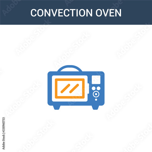 two colored convection oven concept vector icon. 2 color convection oven vector illustration. isolated blue and orange eps icon on white background.