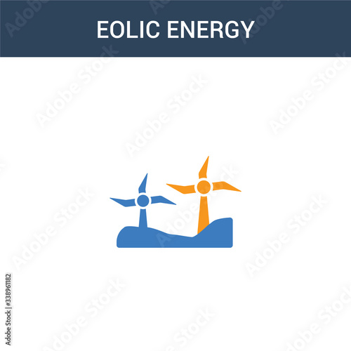 two colored Eolic energy concept vector icon. 2 color Eolic energy vector illustration. isolated blue and orange eps icon on white background.