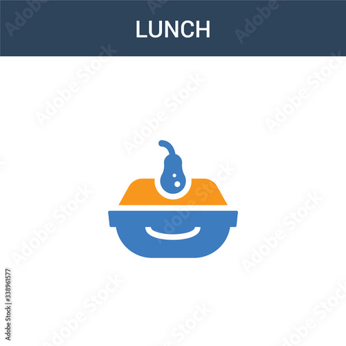 two colored Lunch concept vector icon. 2 color Lunch vector illustration. isolated blue and orange eps icon on white background.