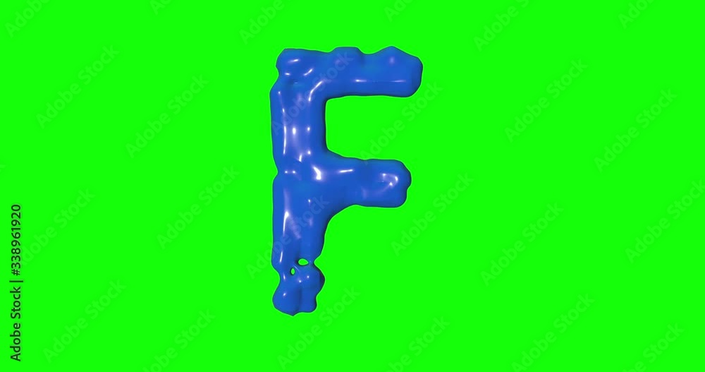 Blue letter F puffy painting relief alphabet green screen animation 3d Blue letter F puffy painting relief alphabet green screen animation 3d
