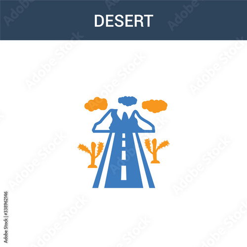 two colored Desert concept vector icon. 2 color Desert vector illustration. isolated blue and orange eps icon on white background.