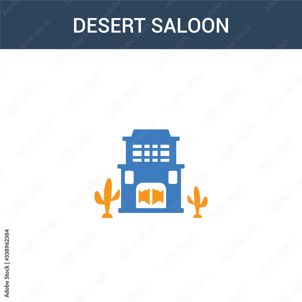 two colored Desert saloon concept vector icon. 2 color Desert saloon vector illustration. isolated blue and orange eps icon on white background.