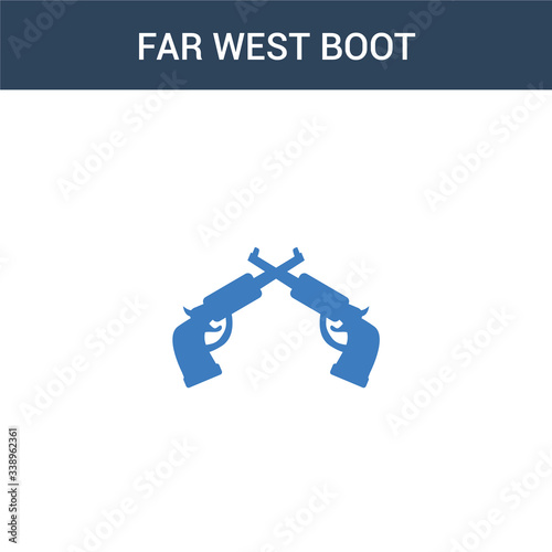 two colored far west Boot concept vector icon. 2 color far west Boot vector illustration. isolated blue and orange eps icon on white background.