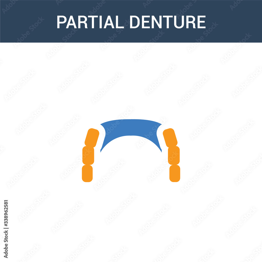 two colored Partial Denture concept vector icon. 2 color Partial Denture vector illustration. isolated blue and orange eps icon on white background.