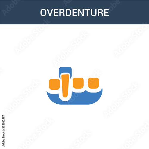 two colored Overdenture concept vector icon. 2 color Overdenture vector illustration. isolated blue and orange eps icon on white background.
