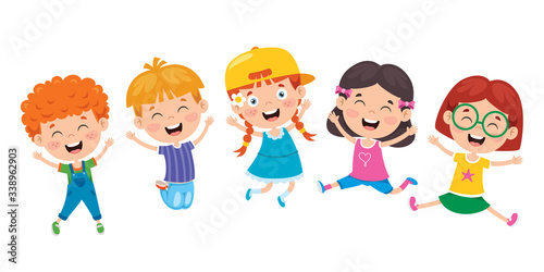 Group Of Funny Children Jumping