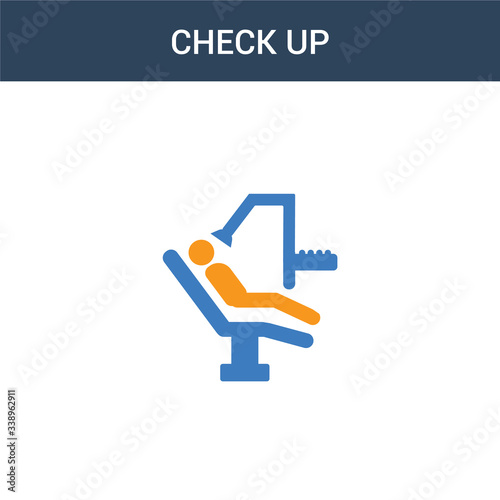two colored Check up concept vector icon. 2 color Check up vector illustration. isolated blue and orange eps icon on white background.