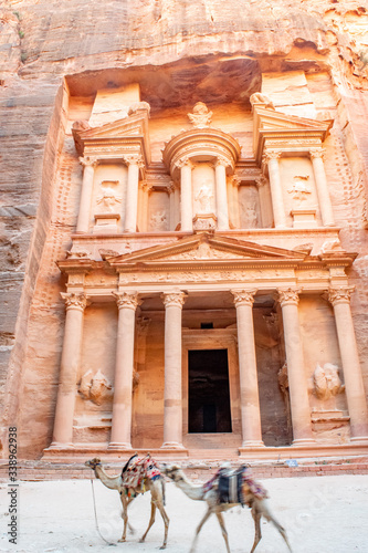 Treasury in Petra, Jordan with camels