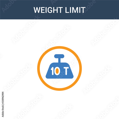 two colored weight limit concept vector icon. 2 color weight limit vector illustration. isolated blue and orange eps icon on white background.