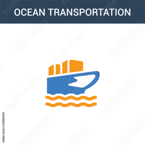 two colored Ocean transportation concept vector icon. 2 color Ocean transportation vector illustration. isolated blue and orange eps icon on white background.