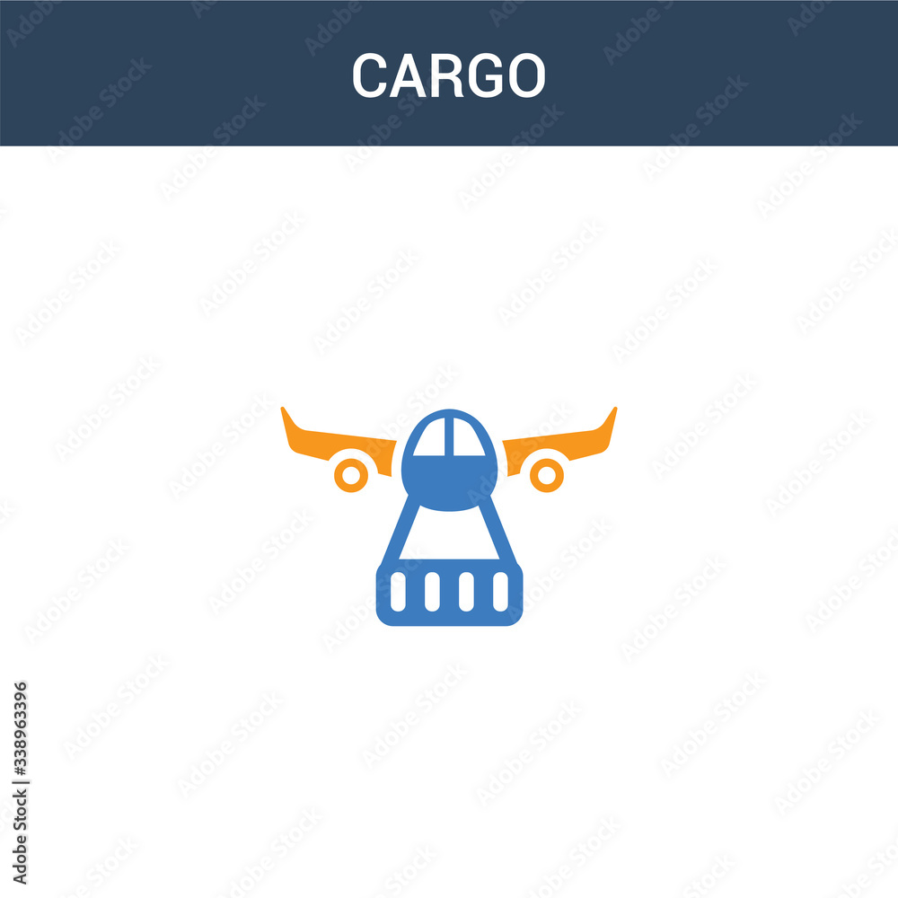 two colored Cargo concept vector icon. 2 color Cargo vector illustration. isolated blue and orange eps icon on white background.